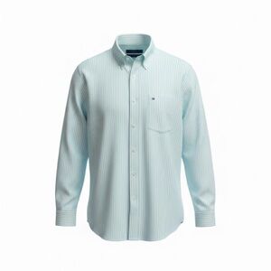 Tommy Hilfiger Men’s Oxford Shirt – Light Blue Striped, Size L